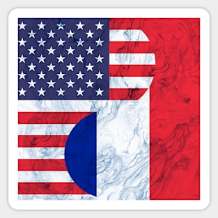 USA France Dual Yin Yang Flag Sticker